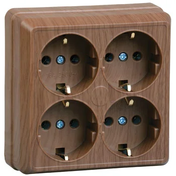 Розетка 4-м ОП Октава РС24-3-ОД 16А IP20 с заземл. дуб IEK ERO41-K04-16-DC