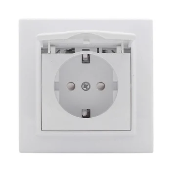 Розетка 1-м СП Минск 16А IP20 с заземл. защ. шторки с крышкой бел. Basic EKF ERR16-029-100