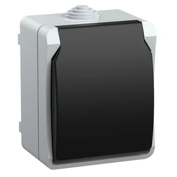 Розетка 1-м ОП Форс РСб20-3-ФСр 16А IP54 с заземл. с крышкой сер. IEK ERS12-K03-16-54-DC