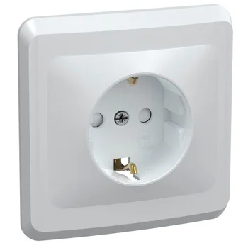 Розетка 1-м СП Вега РСш10-3-ВБ с заземл. контактом и защ. штор 16А бел. IEK ERV14-K01-16-DM