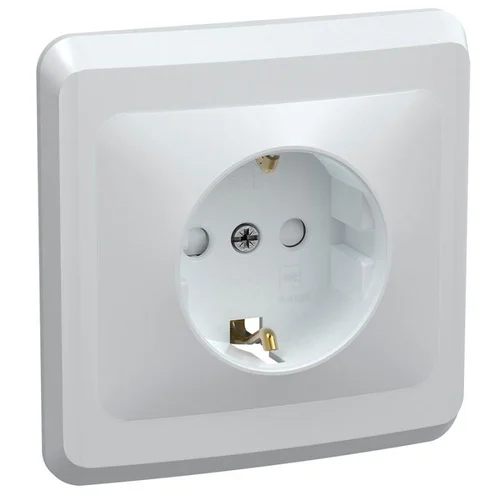 Розетка 1-м СП Вега РСш10-3-ВБ с заземл. контактом и защ. штор 16А бел. IEK ERV14-K01-16-DM
