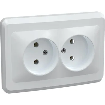 Розетка 2-м СП Вега РС12-2-ВБ без заземл. контакта без защ. штор 10А бел. IEK ERV20-K01-10-DM