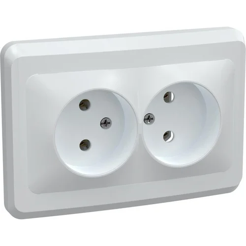 Розетка 2-м СП Вега РС12-2-ВБ без заземл. контакта без защ. штор 10А бел. IEK ERV20-K01-10-DM