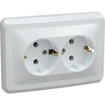 Розетка 2-м СП Вега РС12-3-ВБ с заземл. контактом без защ. шторок 16А бел. IEK ERV21-K01-16-DM