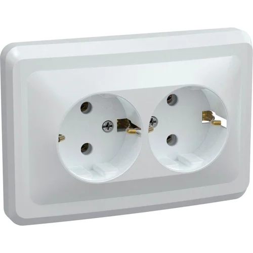 Розетка 2-м СП Вега РС12-3-ВБ с заземл. контактом без защ. шторок 16А бел. IEK ERV21-K01-16-DM
