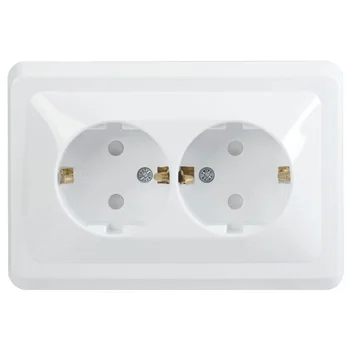 Розетка 2-м СП Вега РСш12-3-ВБ с заземл. контактом и защ. штор 16А бел. IEK ERV24-K01-16-DM