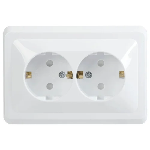 Розетка 2-м СП Вега РСш12-3-ВБ с заземл. контактом и защ. штор 16А бел. IEK ERV24-K01-16-DM