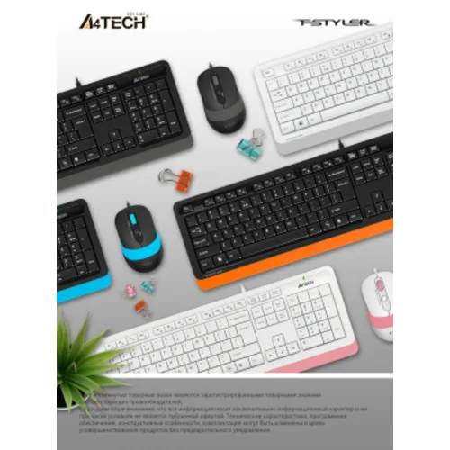 Клавиатура + мышь A4Tech Fstyler F1010 клав:чер/синий мышь:чер/синий USB Multimedia (F1010 BLUE)