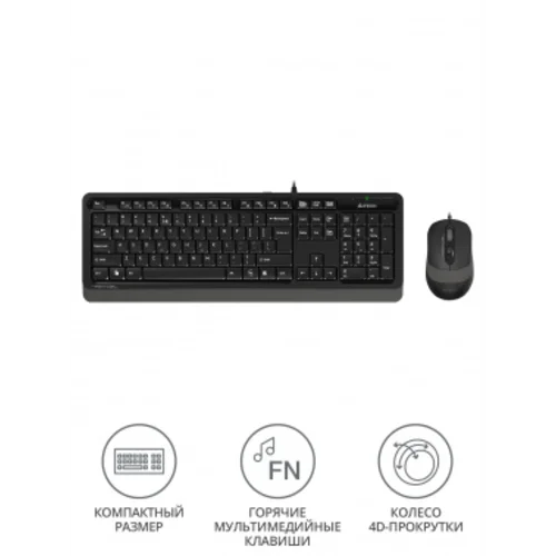 Клавиатура + мышь A4Tech Fstyler F1010 клав:чер/серый мышь:черй/серый USB Multimedia (F1010 GREY)