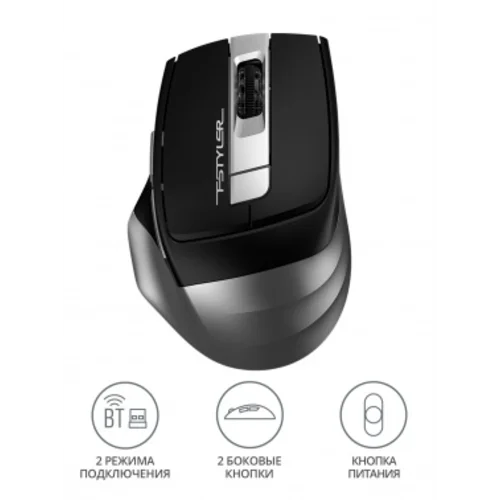 Мышь A4Tech Fstyler FB35 серый оптическая (2000dpi) беспроводная BT/Radio USB для ноутбука (6but)