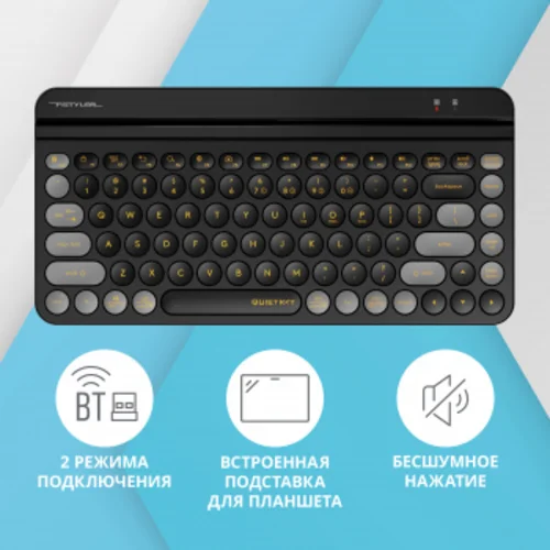 Клавиатура A4Tech Fstyler FBK30 черный/серый USB беспроводная BT/Radio slim Multimedia (FBK30 BLACKCURRANT)