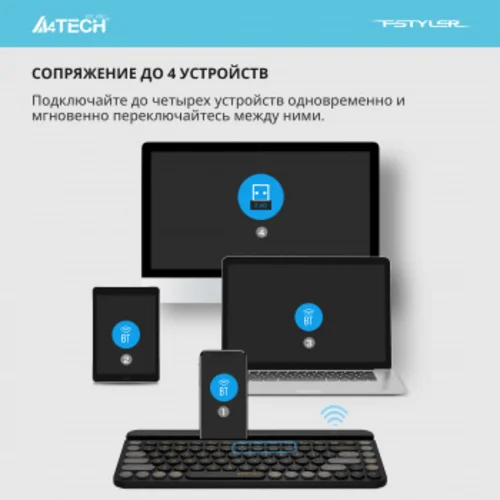 Клавиатура A4Tech Fstyler FBK30 черный/серый USB беспроводная BT/Radio slim Multimedia (FBK30 BLACKCURRANT)