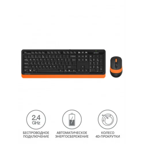 Клавиатура + мышь A4Tech Fstyler FG1010 клав:черный/оранжевый мышь:черный/оранжевый USB беспроводная Multimedia (FG1010 ORANGE)