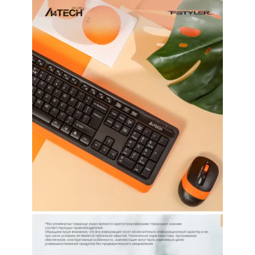Клавиатура + мышь A4Tech Fstyler FG1010 клав:черный/оранжевый мышь:черный/оранжевый USB беспроводная Multimedia (FG1010 ORANGE)
