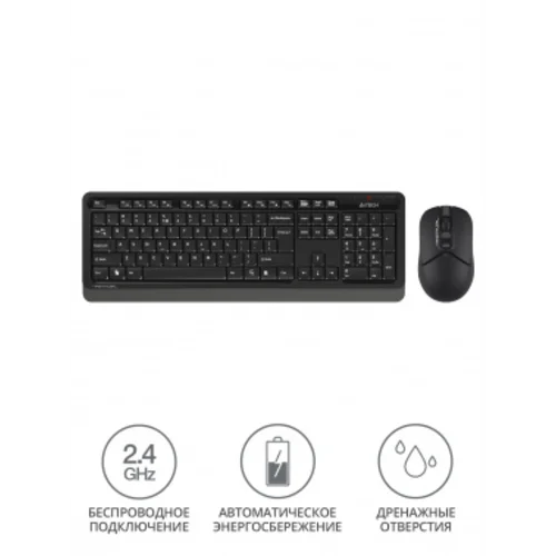 Клавиатура + мышь A4Tech Fstyler FG1012 клав:черный/серый мышь:черный USB беспроводная Multimedia (FG1012 BLACK)