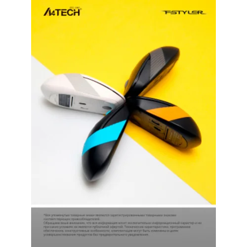 Мышь A4Tech Fstyler FG10S черный/синий оптическая (2000dpi) silent беспроводная USB для ноутбука (4but)
