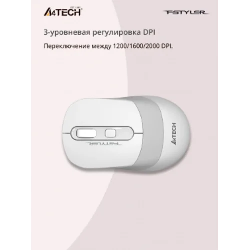 Мышь A4Tech Fstyler FG10S белый/серый оптическая (2000dpi) silent беспроводная USB для ноутбука (4but)