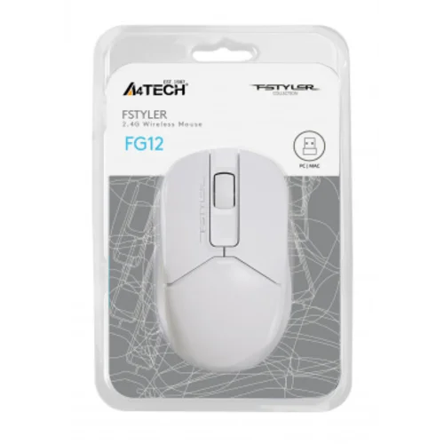 Мышь A4Tech Fstyler FG12 белый оптическая (1200dpi) беспроводная USB (3but)