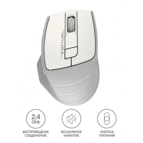 Мышь A4Tech Fstyler FG30S белый/серый оптическая (2000dpi) silent беспроводная USB (6but)