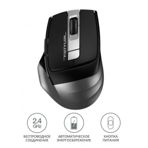 Мышь A4Tech Fstyler FG35 серый/черный оптическая (2000dpi) беспроводная USB (6but)