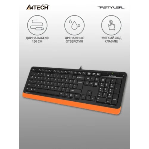 Клавиатура A4Tech Fstyler FK10 черный/оранжевый USB