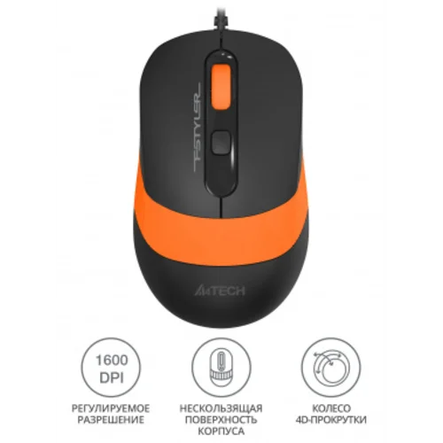 Мышь A4Tech Fstyler FM10 черный/оранжевый оптическая (1600dpi) USB (4but)