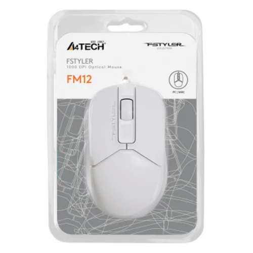 Мышь A4Tech Fstyler FM12 белый оптическая (1200dpi) USB (3but)