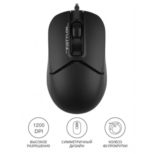 Мышь A4Tech Fstyler FM12 черный оптическая (1200dpi) USB (3but)