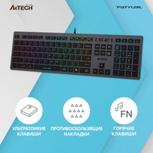 Клавиатура A4Tech Fstyler FX60 серый USB slim LED (FX60 GREY / NEON)