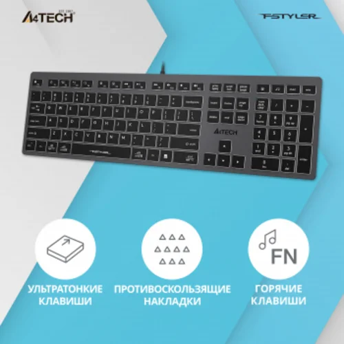 Клавиатура A4Tech Fstyler FX60 серый USB slim LED (FX60 GREY / WHITE)