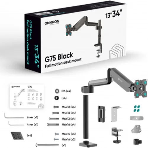 Кронштейн для мониторов Onkron G75 черный 13"-34" макс.12кг настольный поворот и наклон