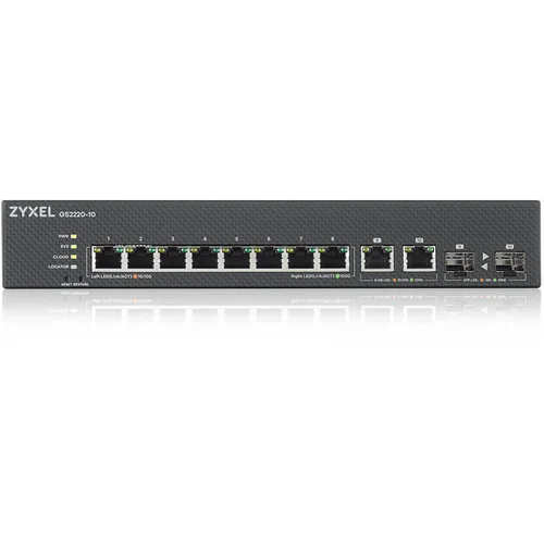 Коммутатор ZYXEL NebulaFlex Pro GS2220-10 Hybrid L2 Switch, rack 19 ", 8xGE, 2xCombo (SFP / RJ-45), silent, standalone / cloud management