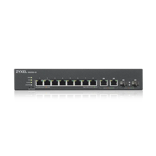 Коммутатор ZYXEL NebulaFlex Pro GS2220-10 Hybrid L2 Switch, rack 19 ", 8xGE, 2xCombo (SFP / RJ-45), silent, standalone / cloud management