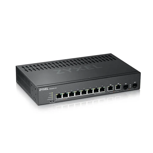 Коммутатор ZYXEL NebulaFlex Pro GS2220-10HP Hybrid L2 PoE+ Switch, 19 "rack, 8xGE PoE+, 2xCombo (SFP / RJ-45), 180W PoE Budget, Standalone / Cloud Man