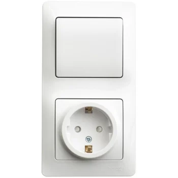 Блок комбинированный Glossa (розетка защ. шторки с заземл.+ 1-кл. выкл.) бел. SE GSL000170
