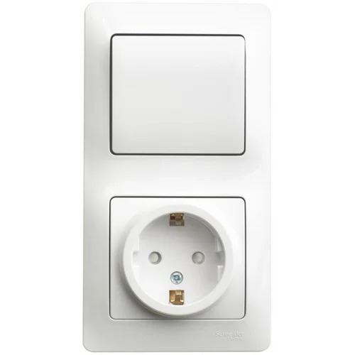 Блок комбинированный Glossa (розетка защ. шторки с заземл.+ 1-кл. выкл.) бел. SE GSL000170