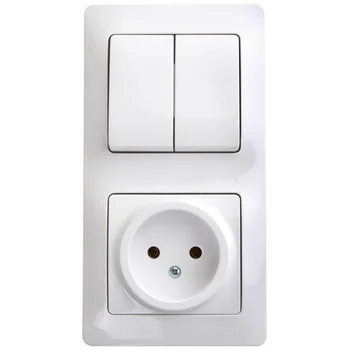Блок комбинированный Glossa (розетка + 2-кл. выкл.) бел. SE GSL000172