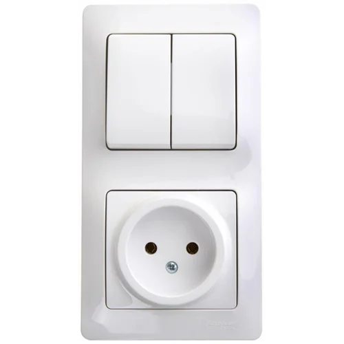 Блок комбинированный Glossa (розетка + 2-кл. выкл.) бел. SE GSL000172