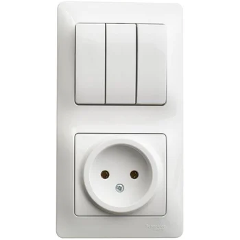 Блок комбинированный Glossa (розетка + 3-кл. выкл.) бел. SE GSL000176