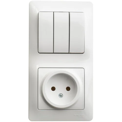 Блок комбинированный Glossa (розетка + 3-кл. выкл.) бел. SE GSL000176