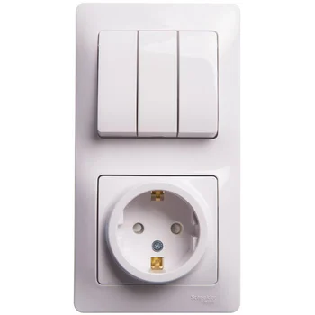 Блок комбинированный Glossa (розетка с заземл. защ. шторки + 3-кл. выкл.) бел. SE GSL000178