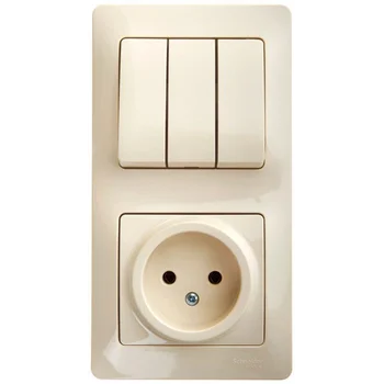 Блок комбинированный Glossa (розетка + 3-кл. выкл.) беж. SE GSL000276