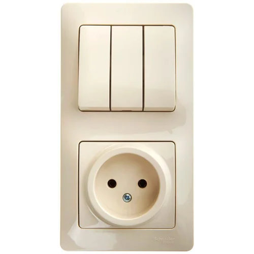 Блок комбинированный Glossa (розетка + 3-кл. выкл.) беж. SE GSL000276