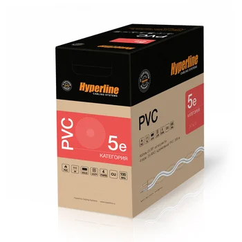 Кабель витая пара, неэкранированная U/UTP, категория 5e, 4 пары (24 AWG), одножильный (solid), PVC, -20°C - +75°C, серый