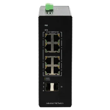 Промышленный управляемый PoE коммутатор L2+, 8 порта GE PoE 240W + 2 порта uplink GE SFP