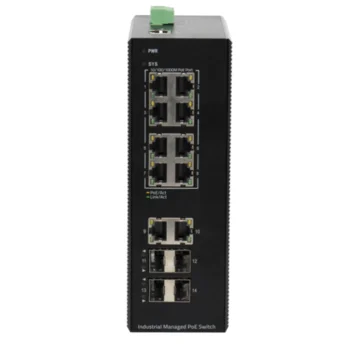 Промышленный управляемый PoE коммутатор L2+, 8 порта GE PoE 240W + 4 GE + 2 порта uplink GE SFP