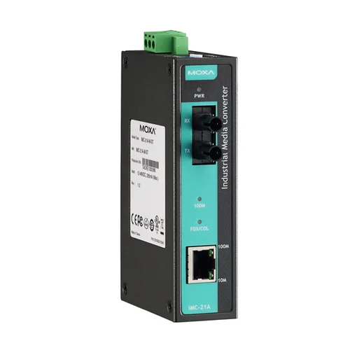 IMC-21A-M-ST Медиаконвертер Ethernet 10/100BaseTX в 100BaseFX (многомодовое оптоволокно) в металлическом корпусе MOXA