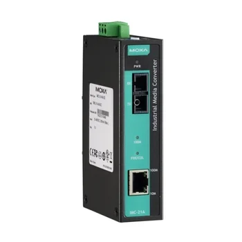 Медиаконвертер Ethernet 10/100BaseTX в 100BaseFX (одномодовое оптоволокно) в металлическом корпусе, с расширенным диапазоном температур MOXA