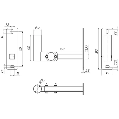 Настенный поворотный кронштейн KH-200R