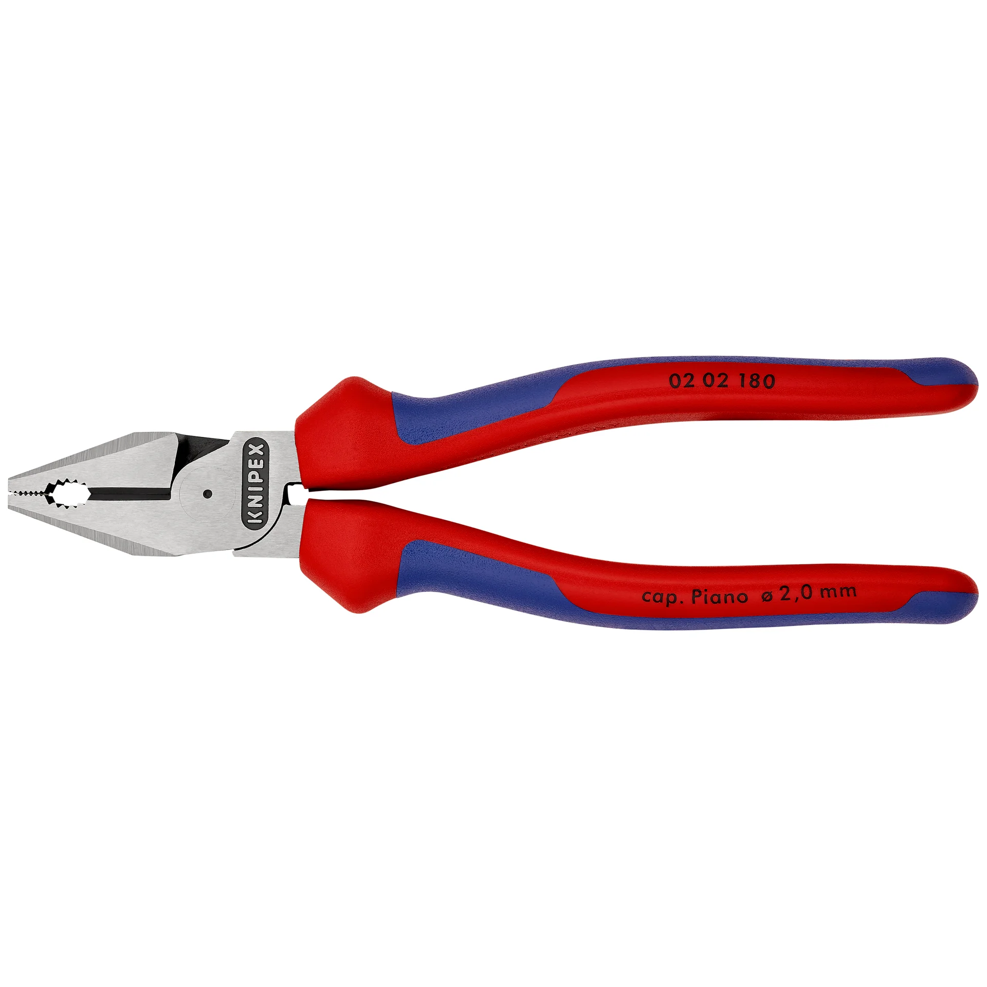 Плоскогубцы комб. особ. мощн., рез: провол. твёрд. d 2.5 мм, роял. струна d 2 мм, кабель d 11.5 мм, L-180 мм, чёрн., 2-к ручки KN-0202180